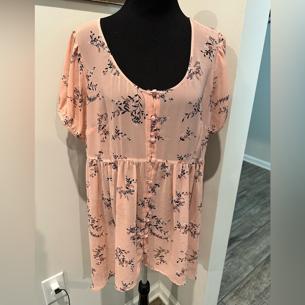 Torrid Peach Floral Babydoll Tunic